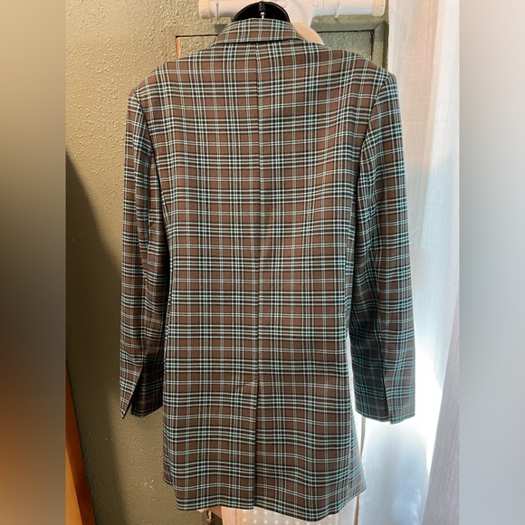 Long Jacket Aqua & Brown Plaid - Picture 2 of 8